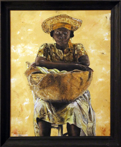 Haitian woman with bananas